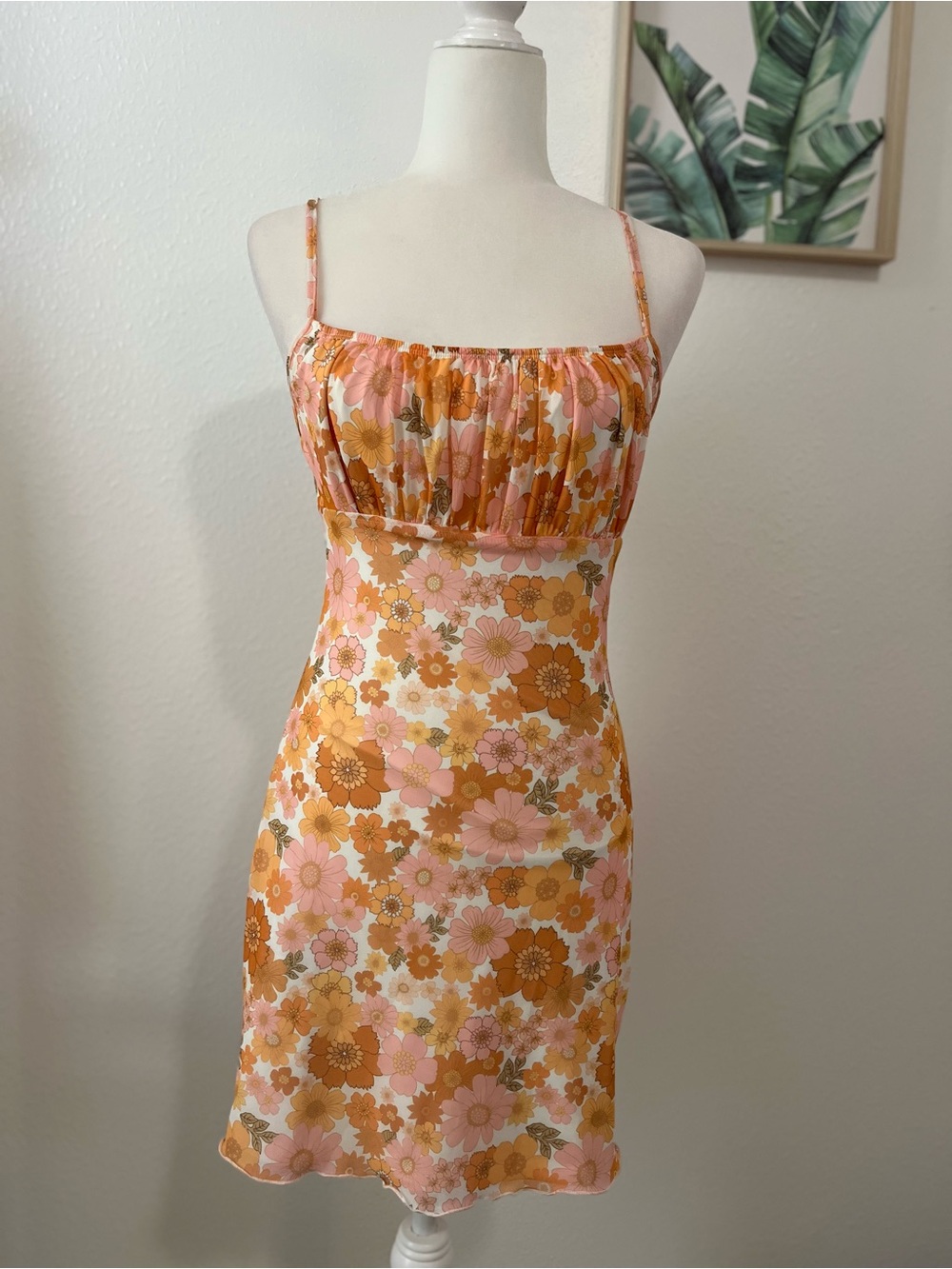 Shein Women’s Orange Vintage Inspired Floral Print
